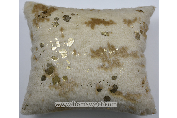 Luxury Foil Print Faux Cowhide Pillow