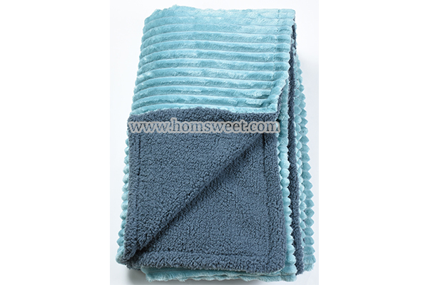 Rich Jacquard Mink Fleece Throw With Sherpa