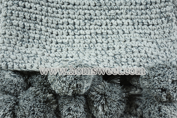 Luxury Hand Knitted Throw With Pom Pom