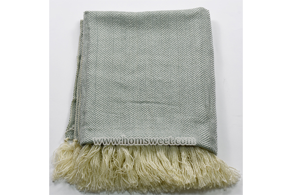 Elegant Herringbone Woven Throw