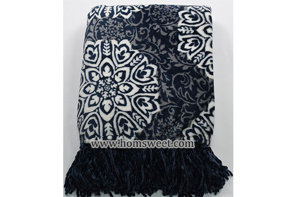  Hot Selling Printed Mink Fleece Throw With Chenille Fringes