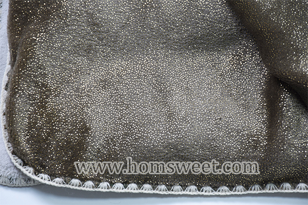 Exquisite Metallic Printed Mink Fleece Shell Stitch Throw