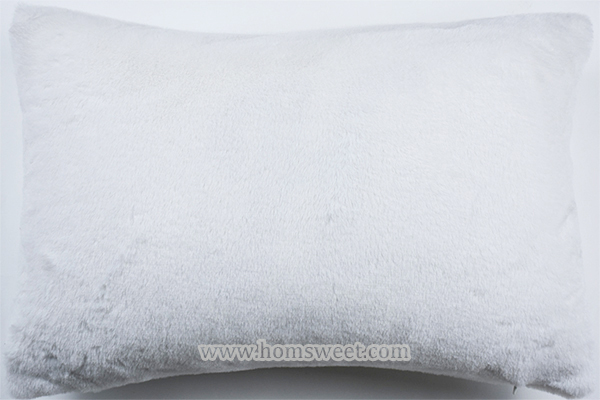 H Embroidery Solid Faux Fur Pillow 