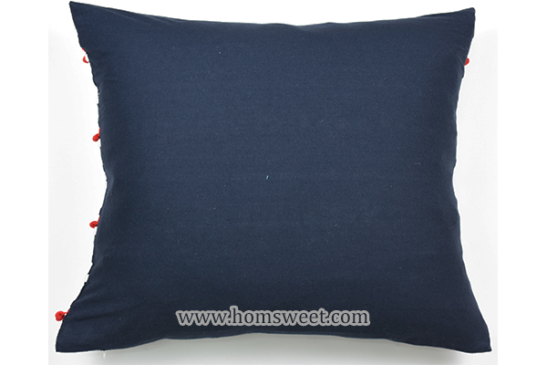 Fashion Stripe Line and Pom Pom Canvas Pillow   