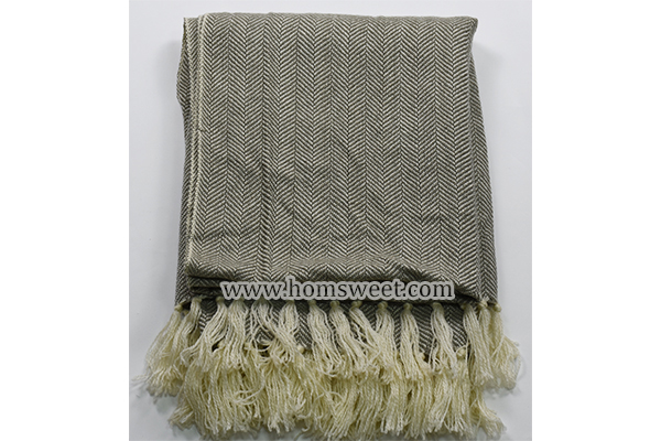 Elegant Herringbone Woven Throw