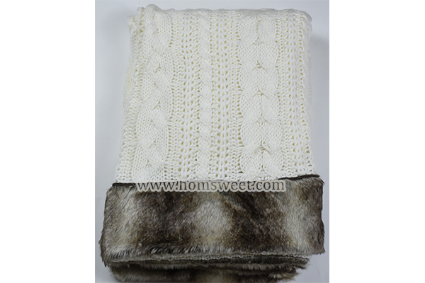 Luxury Hand Knitted Throw With Faux Fur Trim