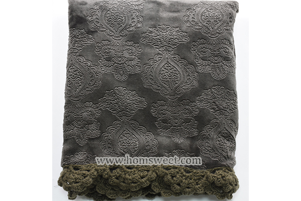 Fashion 3D Embossed Mink Fleece Throw With Crochet Edge